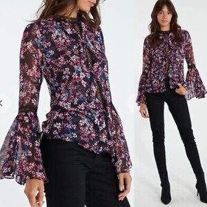 Misa Los Angeles Flare Sleeve sheer blouse